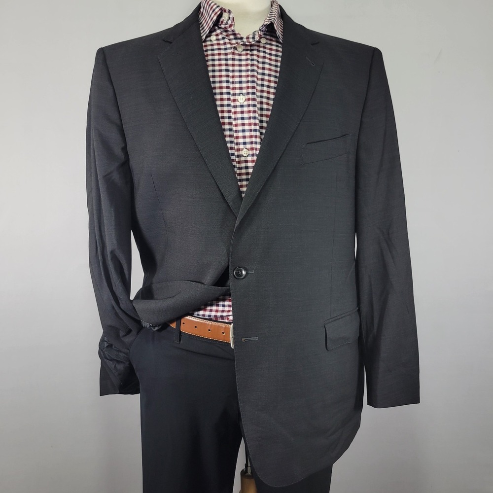 Joseph Abboud Men's Sport Coat Blazer Two Button Black Reda 110s Wool‎ 48L